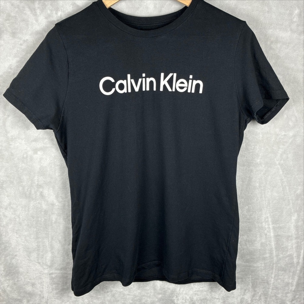 Calvin Klein Performance Womens XL Black Logo Stretch Short Sleeve T-Shirt